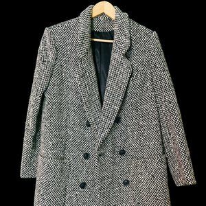 Vintage Black & White Upper Deck Women's Pea Coat